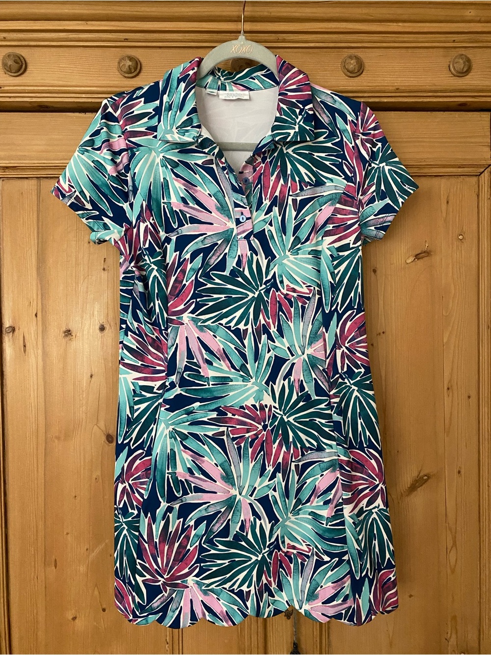 Sigrid Olsen Tropical Print Golf or Tennis Dress in Aqua, Pink and Navy - Picture 12 of 12